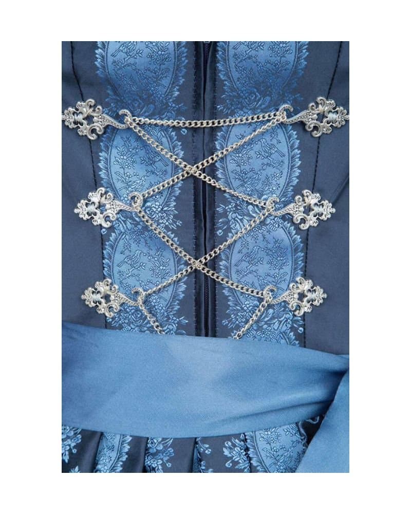 Midnight Sapphire – Blue Midi Dirndl with Floral Accents thumbnail 2