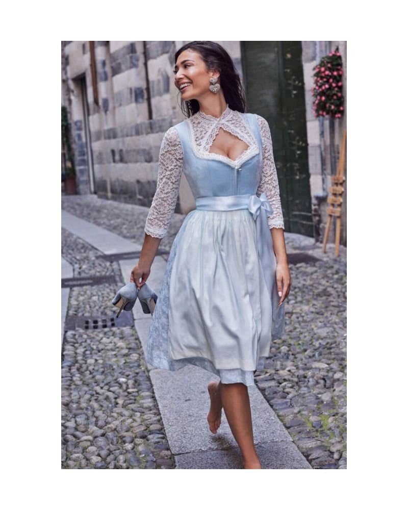 Anneliese – Ice Blue & Pearl White Dirndl thumbnail 3