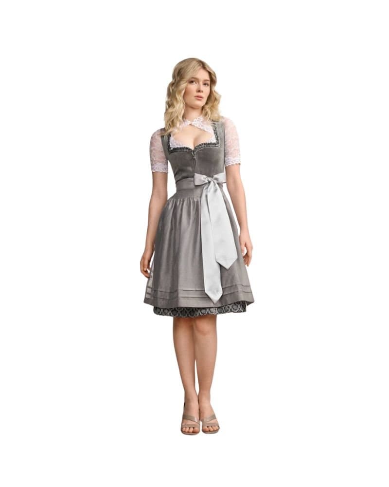 Amara – Slate Grey & Silver Dirndl