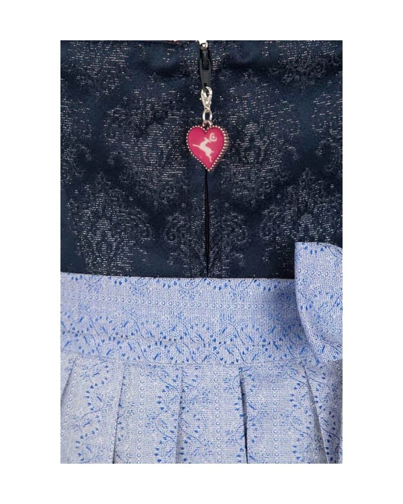 Simone – Midnight Blue Jacquard Dirndl with Lavender Apron thumbnail 2