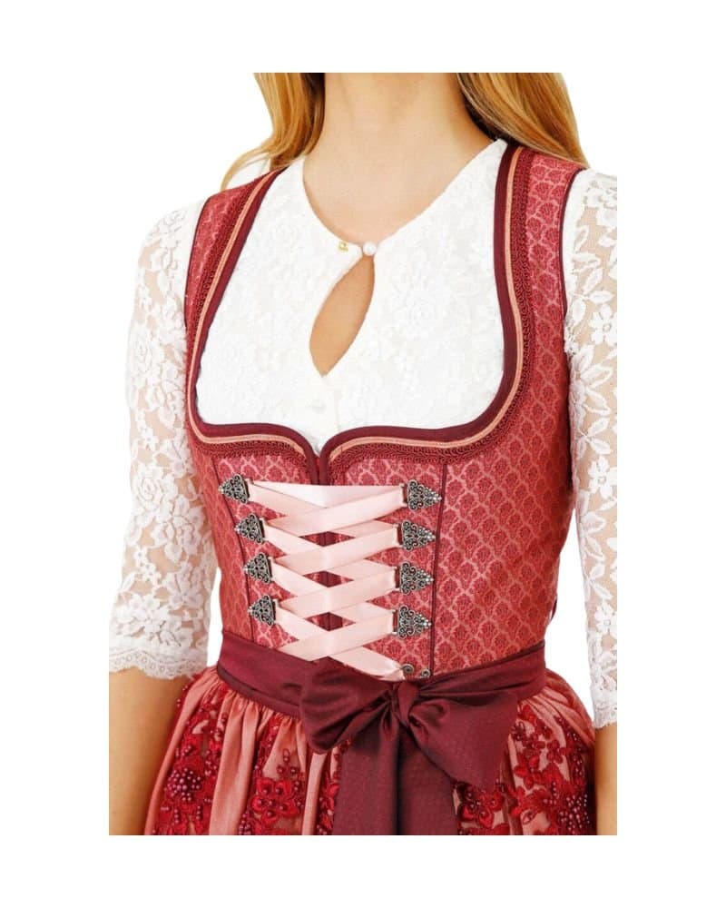 Rosewood Brocade & Blush Embroidered Long Dirndl thumbnail 2