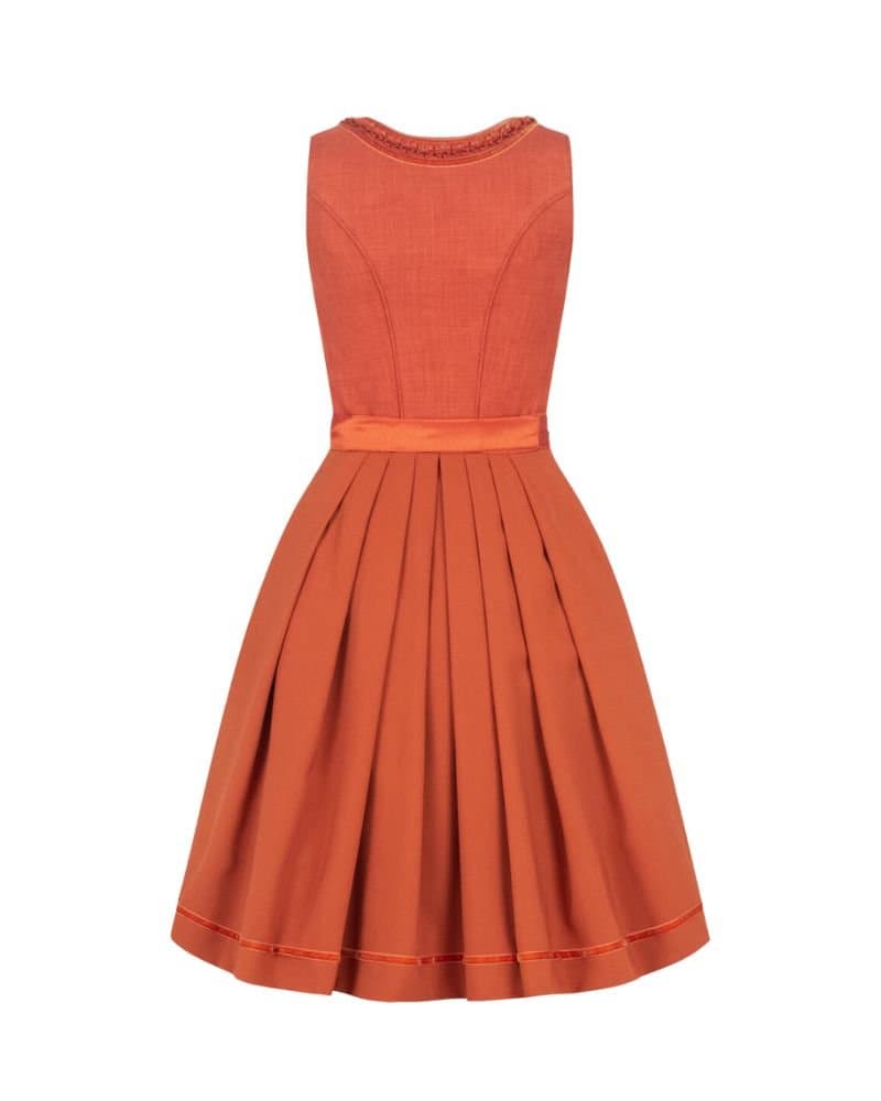 Eilfeld – Amber Orange Flame Embroidered Midi Dirndl thumbnail 3