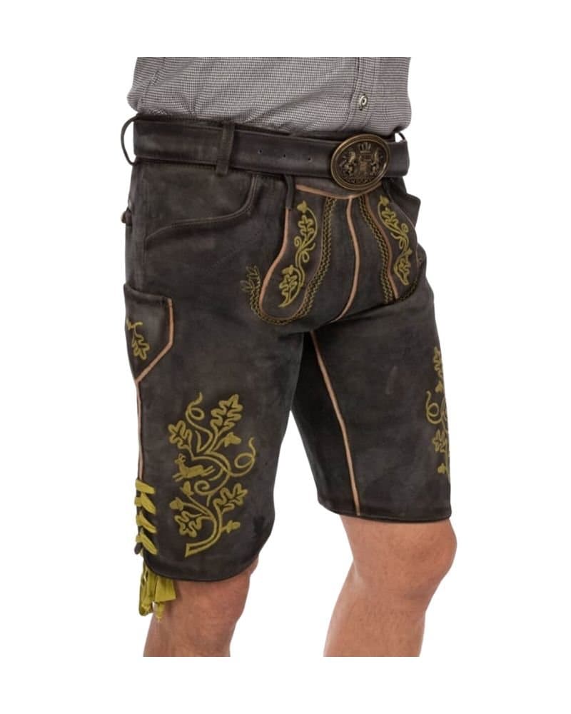 Augsburg Charcoal-Gold Embroidered Lederhosen thumbnail 3