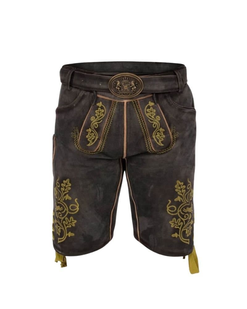 Augsburg Charcoal-Gold Embroidered Lederhosen