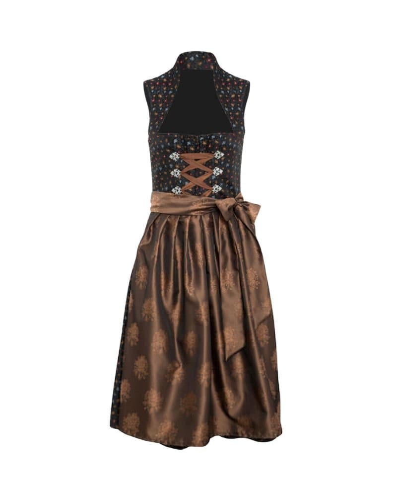 Helena – Mocha Bronze & Midnight Floral Dirndl