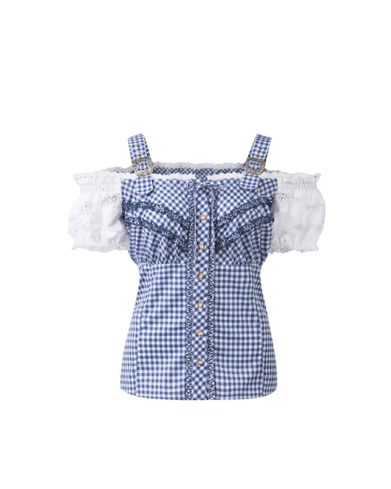 Glacier Blue Checkered Women’s Trachten Shirt