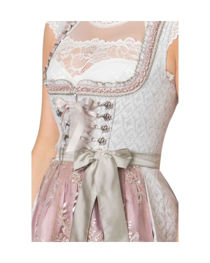 Jessica – Dusty Pink & Pearl Beige Lace Dirndl thumbnail 3