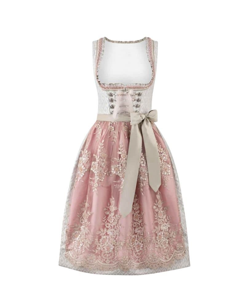 Jessica – Dusty Pink & Pearl Beige Lace Dirndl thumbnail 2