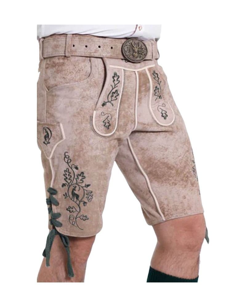 Buchenwald Mist Lederhosen – Light Beige Bavarian Suede Shorts thumbnail 4