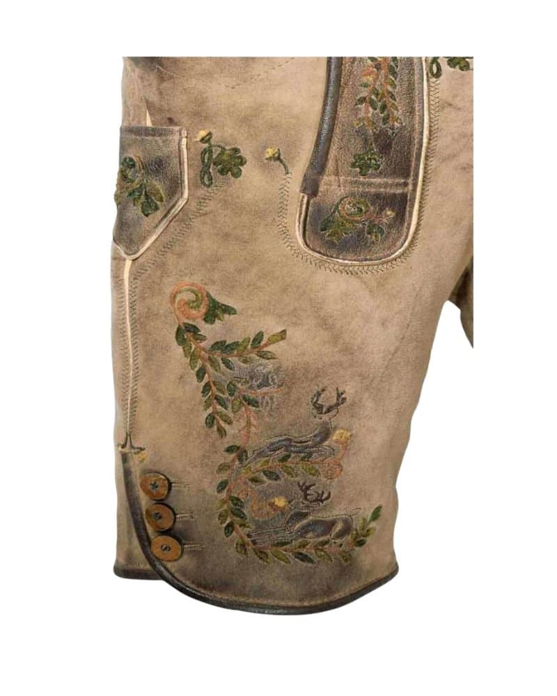 Oliver Edelweiss Fawn Lederhosen – Deluxe Suede Bavarian Shorts thumbnail 3