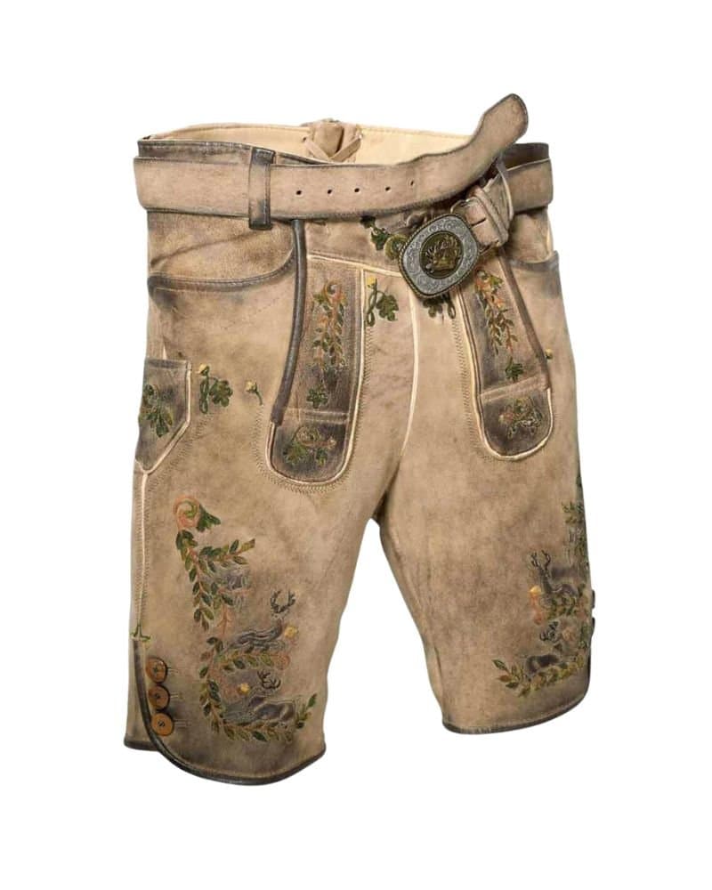 Oliver Edelweiss Fawn Lederhosen – Deluxe Suede Bavarian Shorts