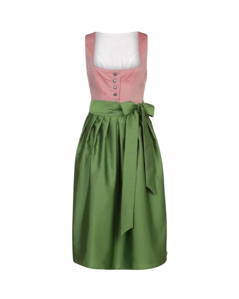 Therese Bubblegum Dirndl with Moss Apron