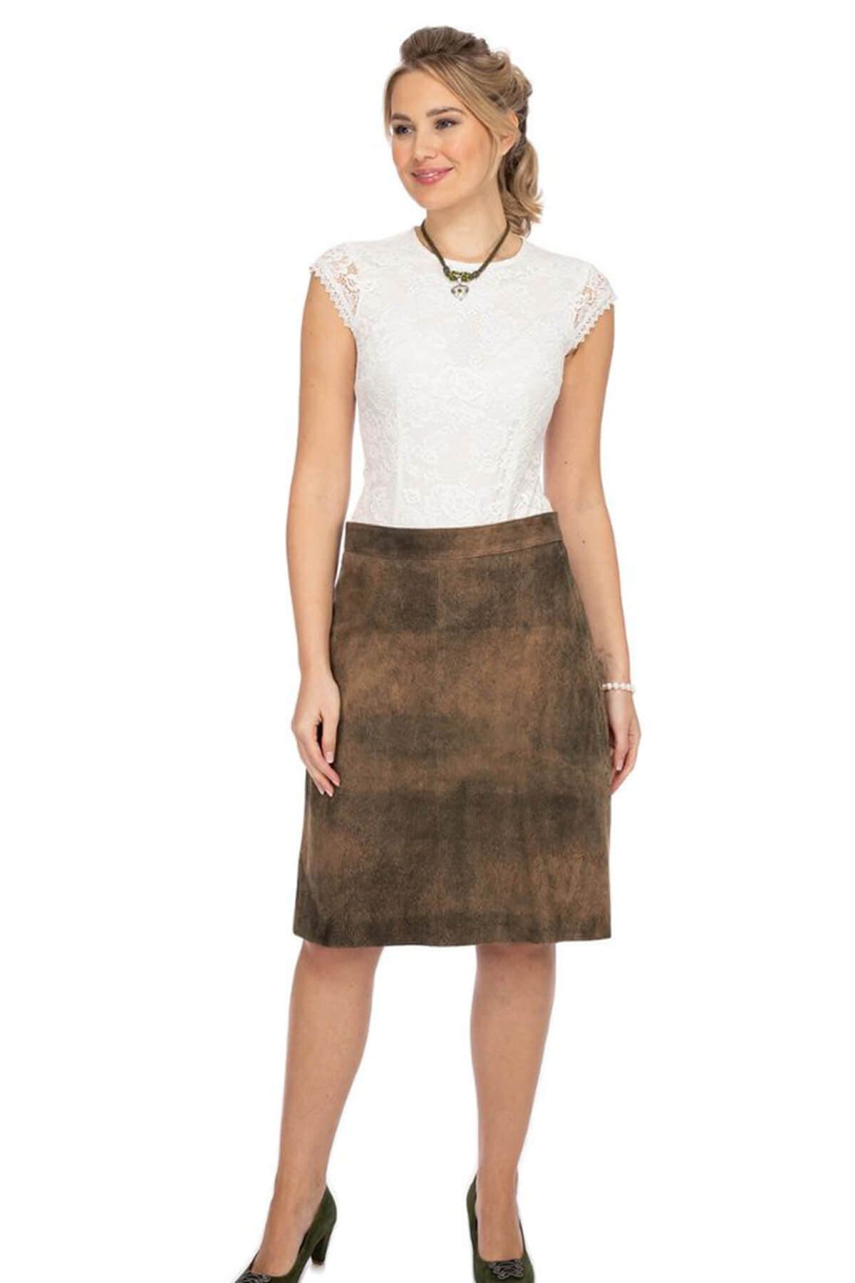 Helene – Mocha Suede Leather Trachten Skirt thumbnail 4