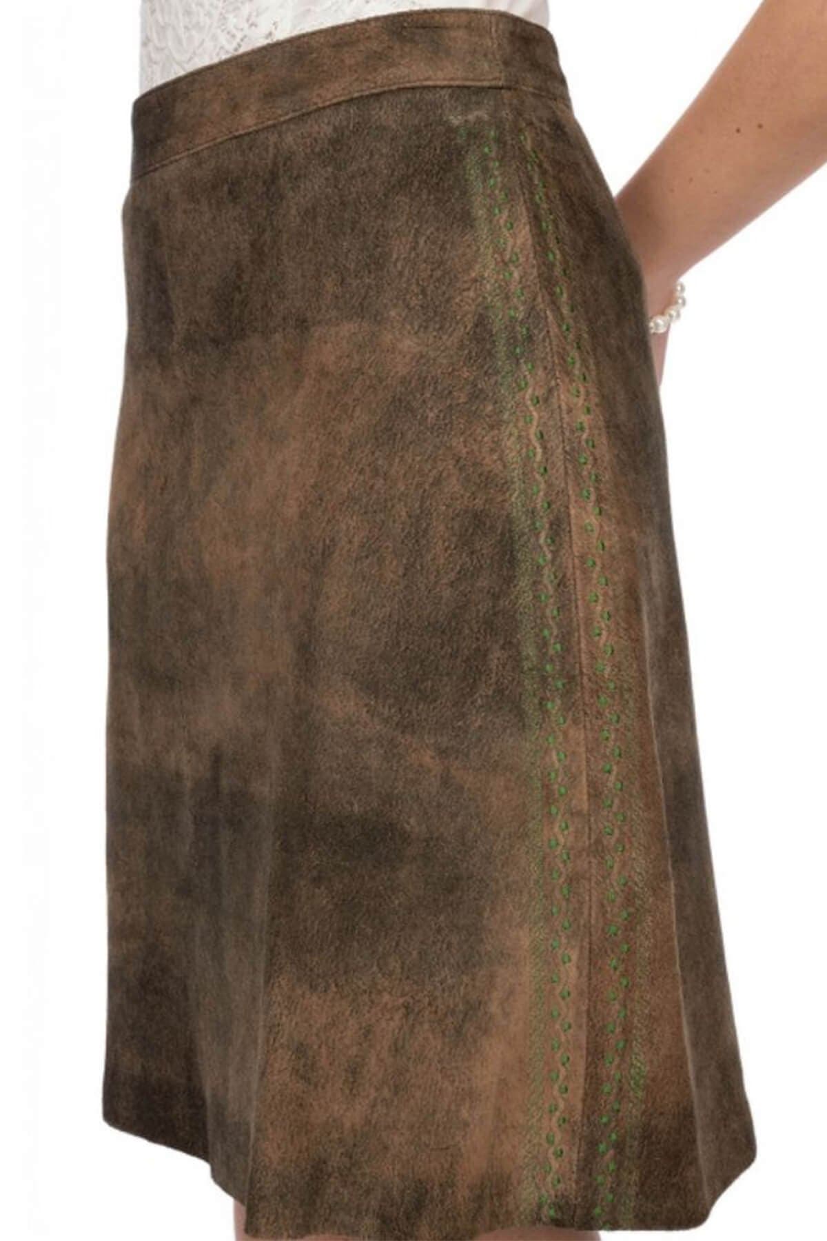 Helene – Mocha Suede Leather Trachten Skirt thumbnail 2