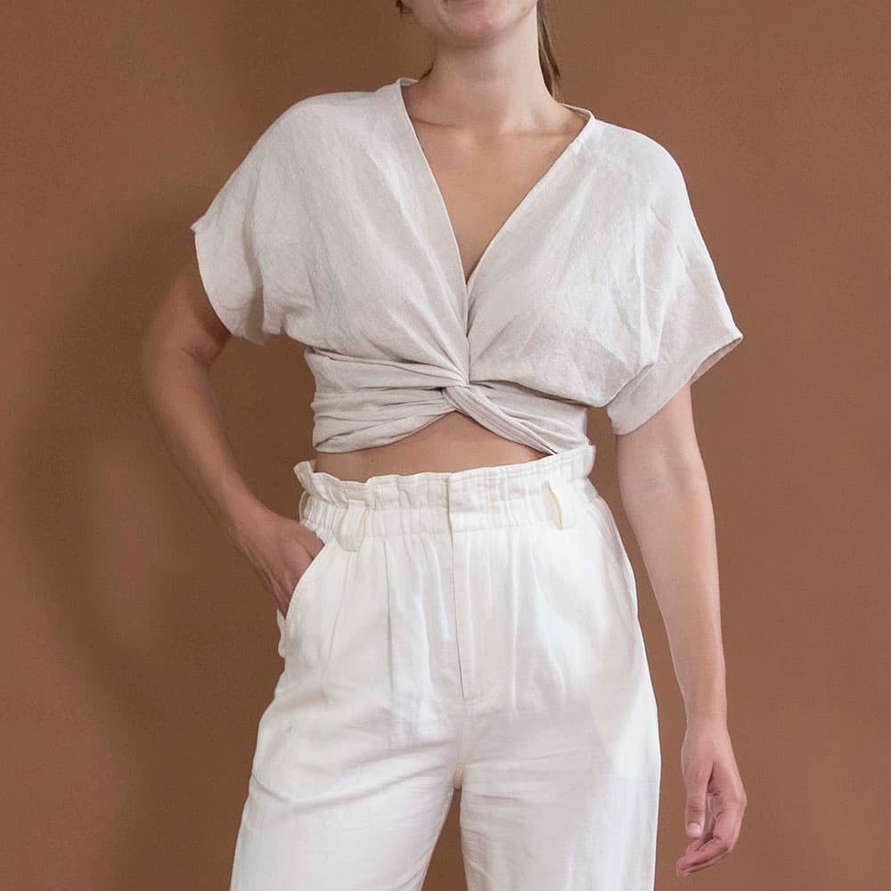 Short Sleeve Tie Top