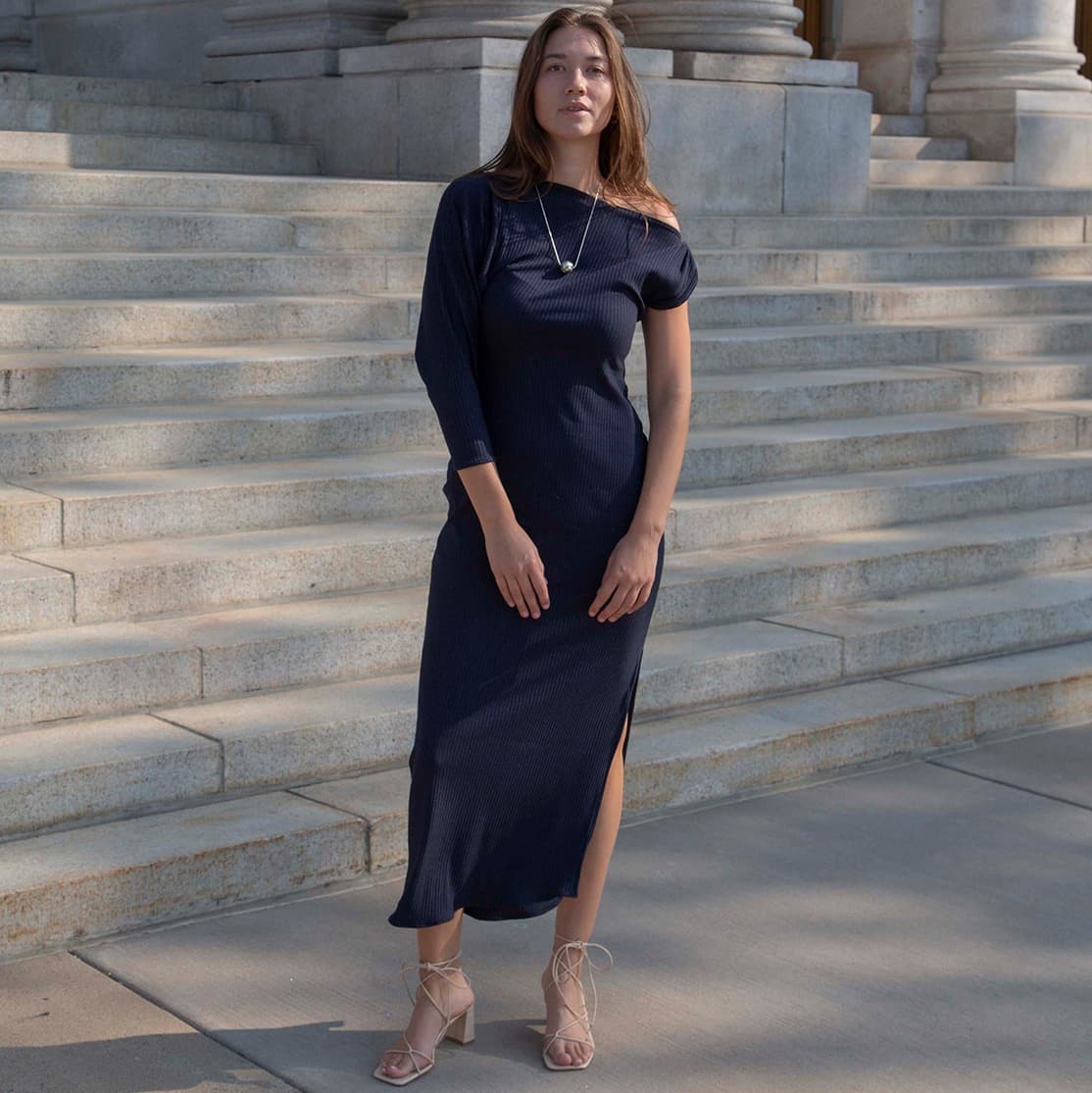 Asymmetrical Rib Dress