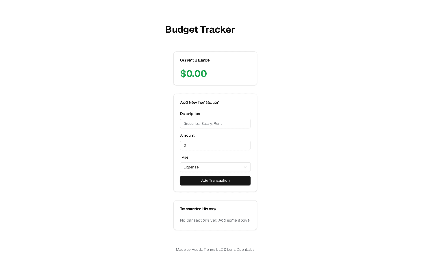 Luna Budget Tracker