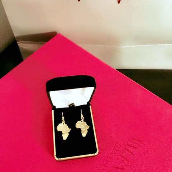24K Gold-Plated Africa Earrings thumbnail 2