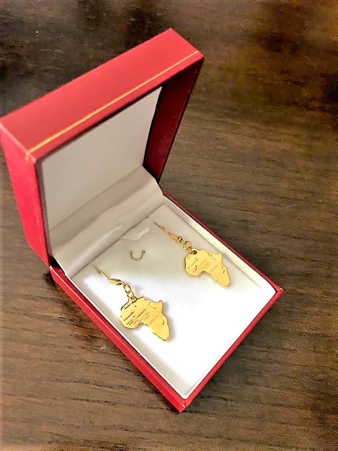 24K Gold-Plated Africa Earrings thumbnail 4