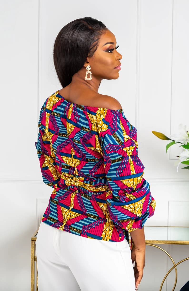 African Print Wrap Top thumbnail 2