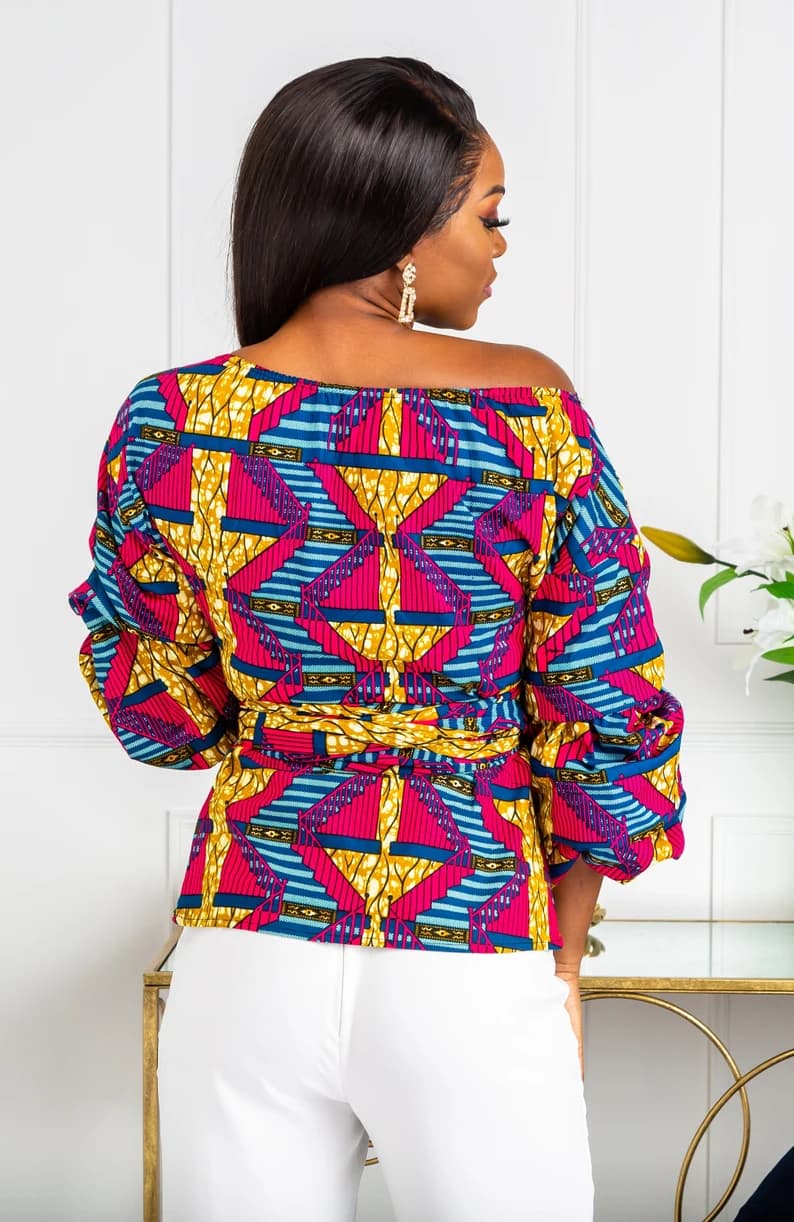 African Print Wrap Top thumbnail 3