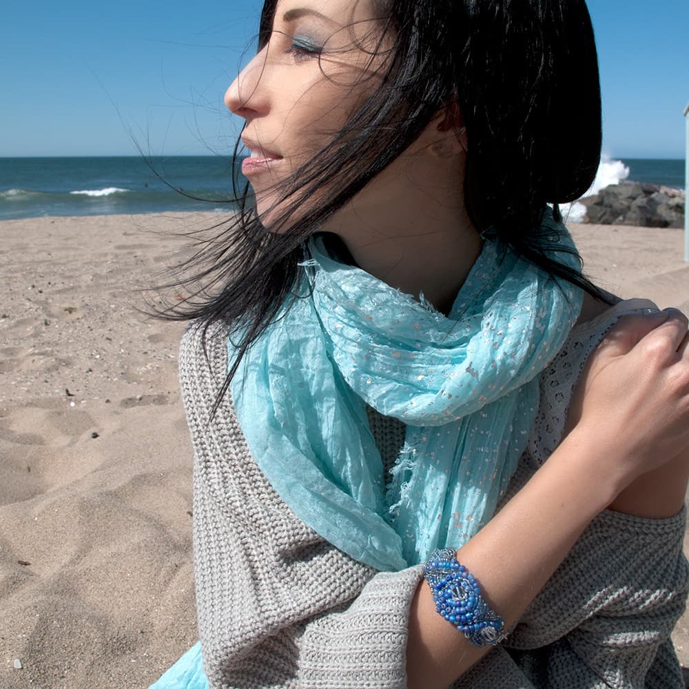 Jewels of the Sea – Purple Crystal and Japanese Seeds Bracelet. thumbnail 4