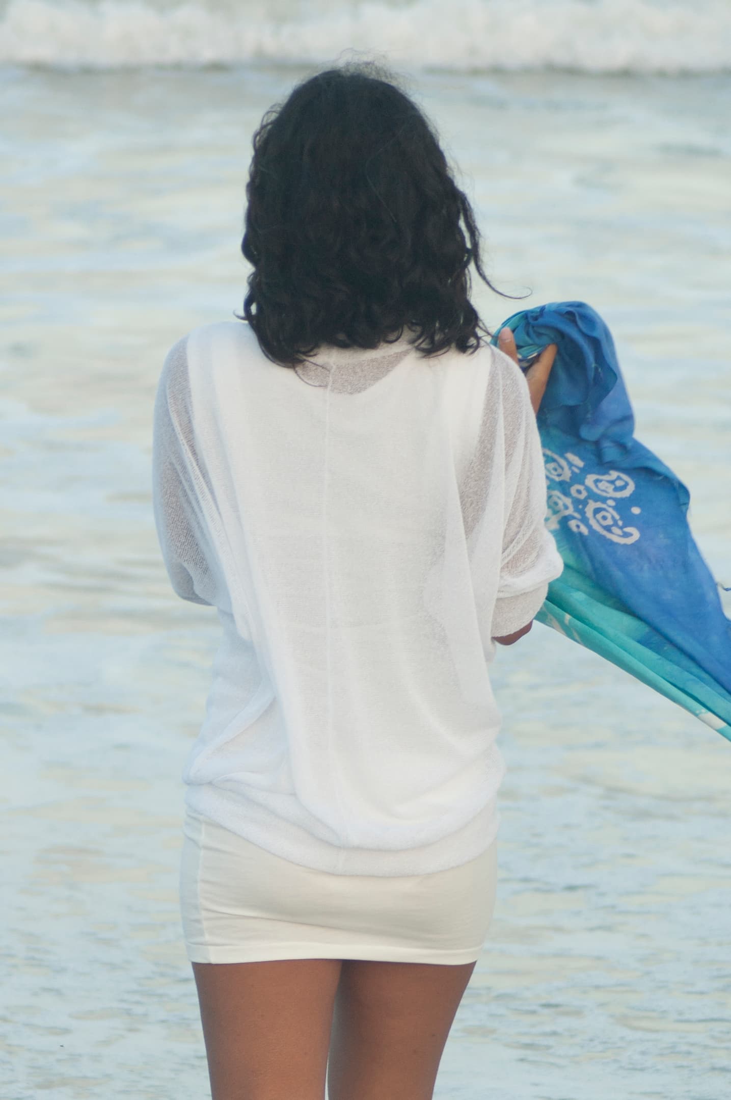 White Mesh Lace Kimono Net Beach Sweater thumbnail 2