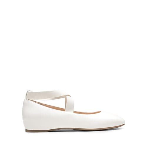 DREAM PAIRS Women's Ballet Flats, Comfortable Slip-On Square Toe Dress Shoes with Elastic Ankle Straps,Size 9,White-Pu,SDFA2401W thumbnail 2