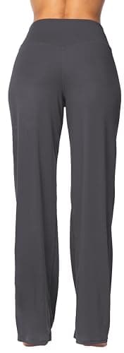 Sunzel Yoga Pants for Women Straight Wide Leg High Waisted Lounge Pants (30" Inseam, Dark Grey, M) thumbnail 2