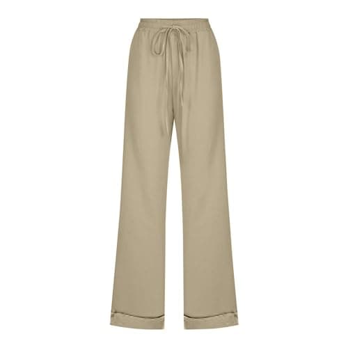 Overstock Outlet Clearance Items Log in Cotton Linen Pants for Women 2025 Summer Plus Size Elastic High Waisted Drawstring Straight Leg Pants Boho Beach Y2k Casual Loose Lightweight Trousers thumbnail 3