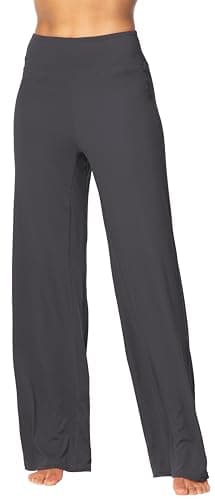 Sunzel Yoga Pants for Women Straight Wide Leg High Waisted Lounge Pants (30" Inseam, Dark Grey, M) thumbnail 3
