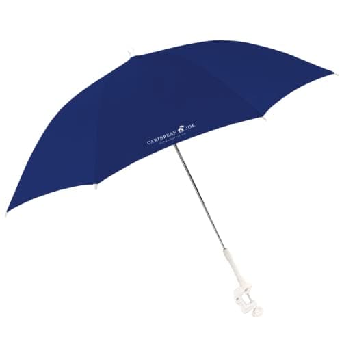 CARIBBEAN JOE Clamp On Umbrella for Beach Chair, Adjustable and Universal, UV Protection, 48 Inch Arc, Navy