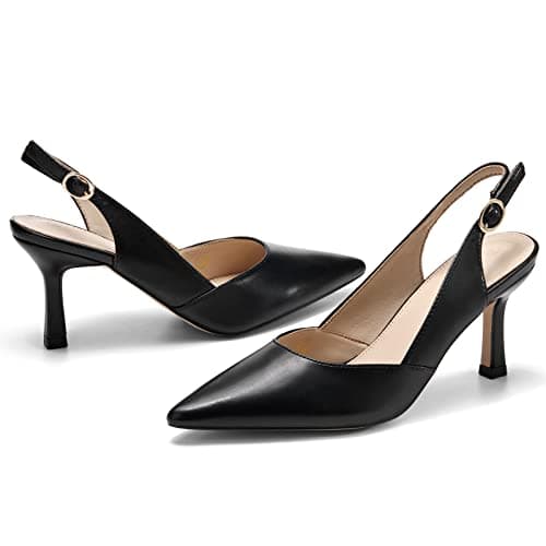 Rilista Women's Kitten Heels Pumps Pointed Closed Toe Wedding Party Dress Slingback Pump Shoes thumbnail 3