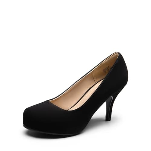 DREAM PAIRS Tiffany Women's Classic Elegant Versatile Low Stiletto Heel Dress Platform Pumps Shoes,Size 8.5,Black/Nubuck,TIFFANNY