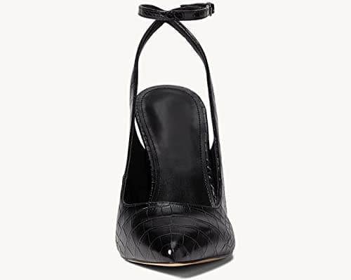 Reoplty Womens Closed Toe Ankle Strap Heels Pointed Toe Pumps Shoes Slingback High Heel Wedding Dress Shoes Black thumbnail 4