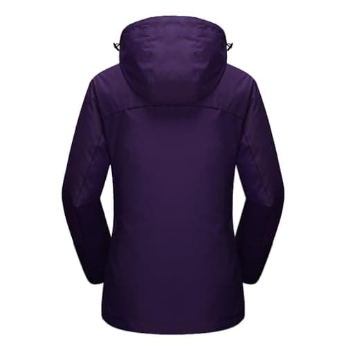 MAGCOMSEN Winter Coats for Women Waterproof Insulated Snow Jacket Fleece Lined Jacket 3 In 1 Jacket Snowboarding Jacket Dark Purple L thumbnail 2