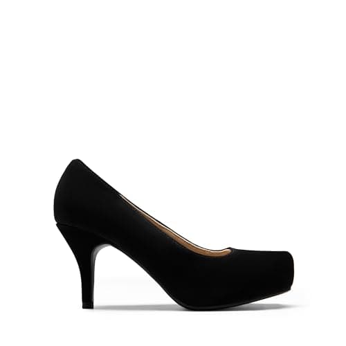 DREAM PAIRS Tiffany Women's Classic Elegant Versatile Low Stiletto Heel Dress Platform Pumps Shoes,Size 8.5,Black/Nubuck,TIFFANNY thumbnail 2