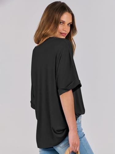 ANRABESS Womens Tops Oversized T Shirts Short Sleeve Crewneck Summer Casual Loose Basic Tee Shirt 2025 Trendy Fashion Clothes Black X-Large thumbnail 3