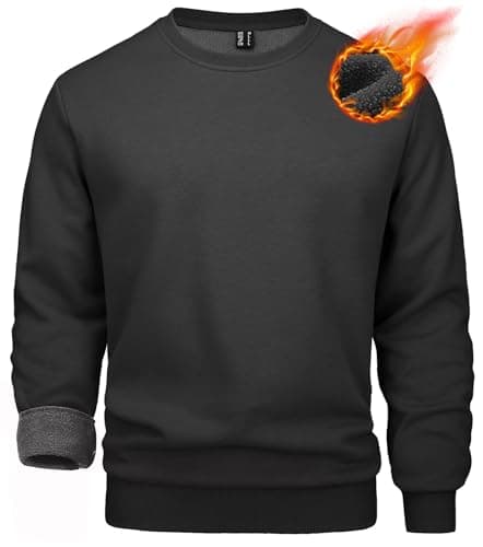 MAGCOMSEN Sudaderas De Hombre Black Sweatshirt Black Sweatshirts For Men Black Crew Neck Sweater Fleece Pullover Men