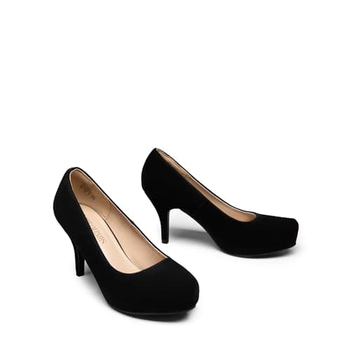 DREAM PAIRS Tiffany Women's Classic Elegant Versatile Low Stiletto Heel Dress Platform Pumps Shoes,Size 8.5,Black/Nubuck,TIFFANNY thumbnail 4