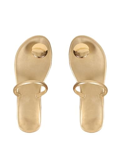 Verdusa Women's Dressy Flat Sandals Flip Flop Casual Summer Thong Beach Sandal Gold 9