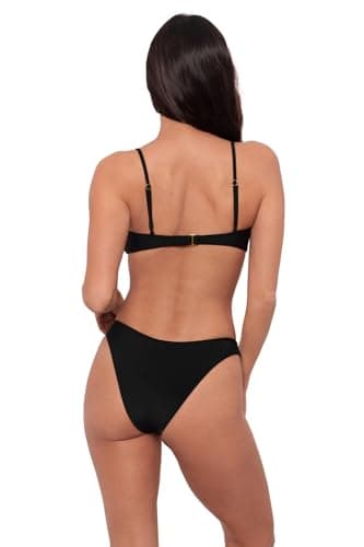 Sports Illustrated Women's Double Ring Bralette Bikini Top, Black, Medium thumbnail 3