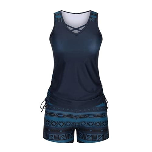 Huneny Lightning to Deals Of Today Prime,Swim Suits For Women 2024 Bathing Suit For Women Swimming Suits For Women Womens Tankini Bathing Suits Modest Swimsuits For Women Dark Blue thumbnail 3