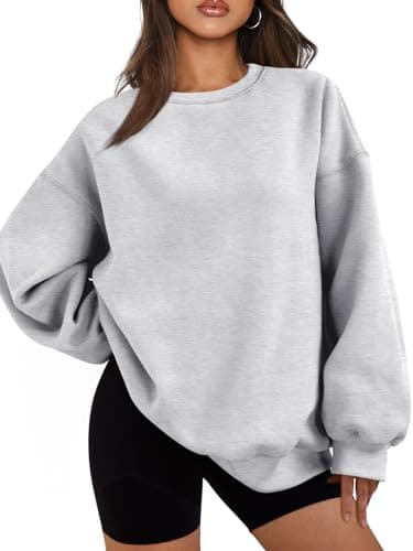 EFAN Womens Sweatshirts Hoodies Oversized Sweaters Crewneck Fleece Casual Tops Basic Comfy Fall Fashion Clothes 2025 Plus Size Maternity Workout Lounge Wear Winter Outfits Grey M