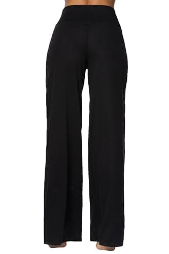 Sunzel Wide Leg Pants Women High Waist Yoga Pants with Pockets Stretch Loose Comfy Casual Lounge Sweatpants 30" Inseam Black X-Large thumbnail 4