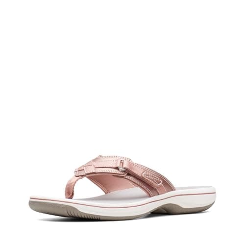 Clarks Women's Breeze Sea Flip-Flop, Rose Gold Synthetic, 9