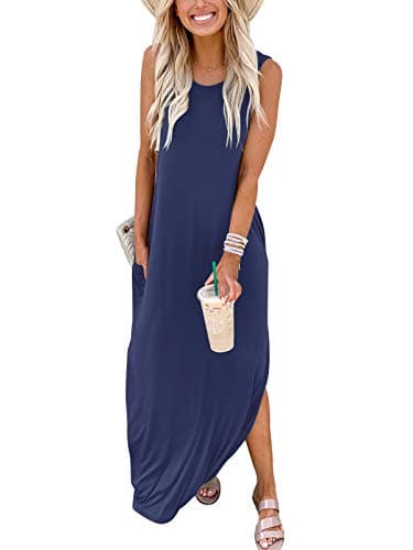 ANRABESS Women Summer Maxi Dress Beach Vacation Sundress Sleeveless Casual Loose Shirt Dresses 2025 Travel Outfits Blue Medium thumbnail 3