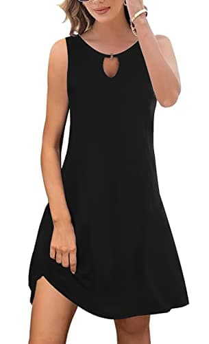 ETCYY Summer Dresses for Women 2025 Trendy Boho Floral Print Beach Cover Up Casual Spring Sleeveless Sundresses(XL.Black)