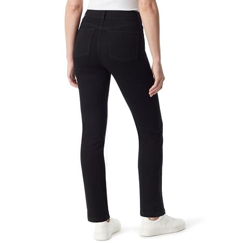 Gloria Vanderbilt Women's Shape Effect Pull On High Rise Straight Leg Jean, Black Rinse thumbnail 3