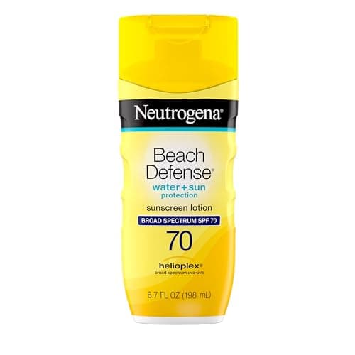 Neutrogena Sunscreen Lotion Beach Defense SPF 70, Face &amp; Body Sunscreen, Broad Spectrum, Fast Absorbing, 6.7 Fl Oz, Water Resistant 80 Min, Oil-Free, Oxybenzone &amp; Octinoxate Free